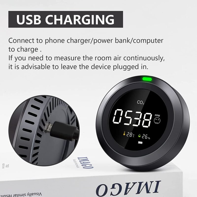 CO2 Monitor,Indoor Air Quality Monitor for CO2,Simbow 3 in 1 Carbon Dioxide Detector Test